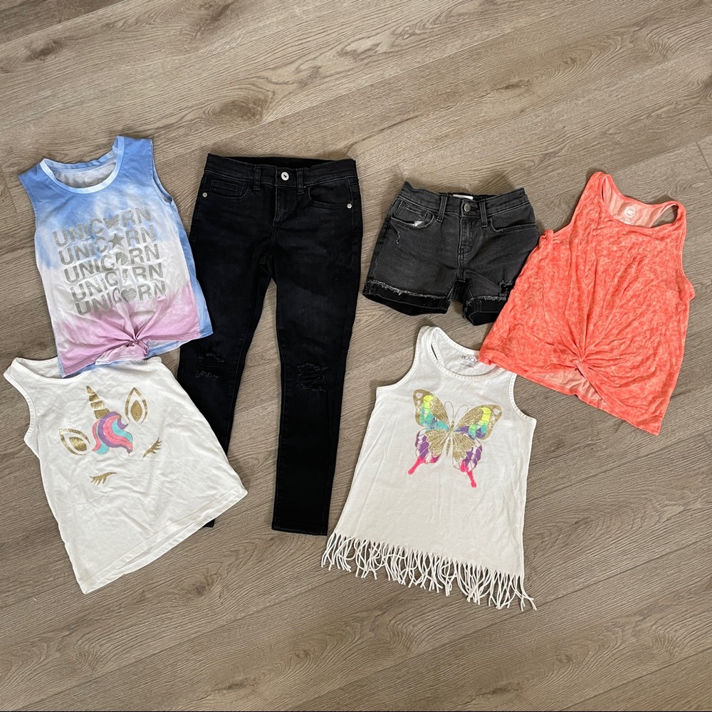 Girls size Medium 8 bundle jeans tanks shorts old navy childrens place cat &Jack